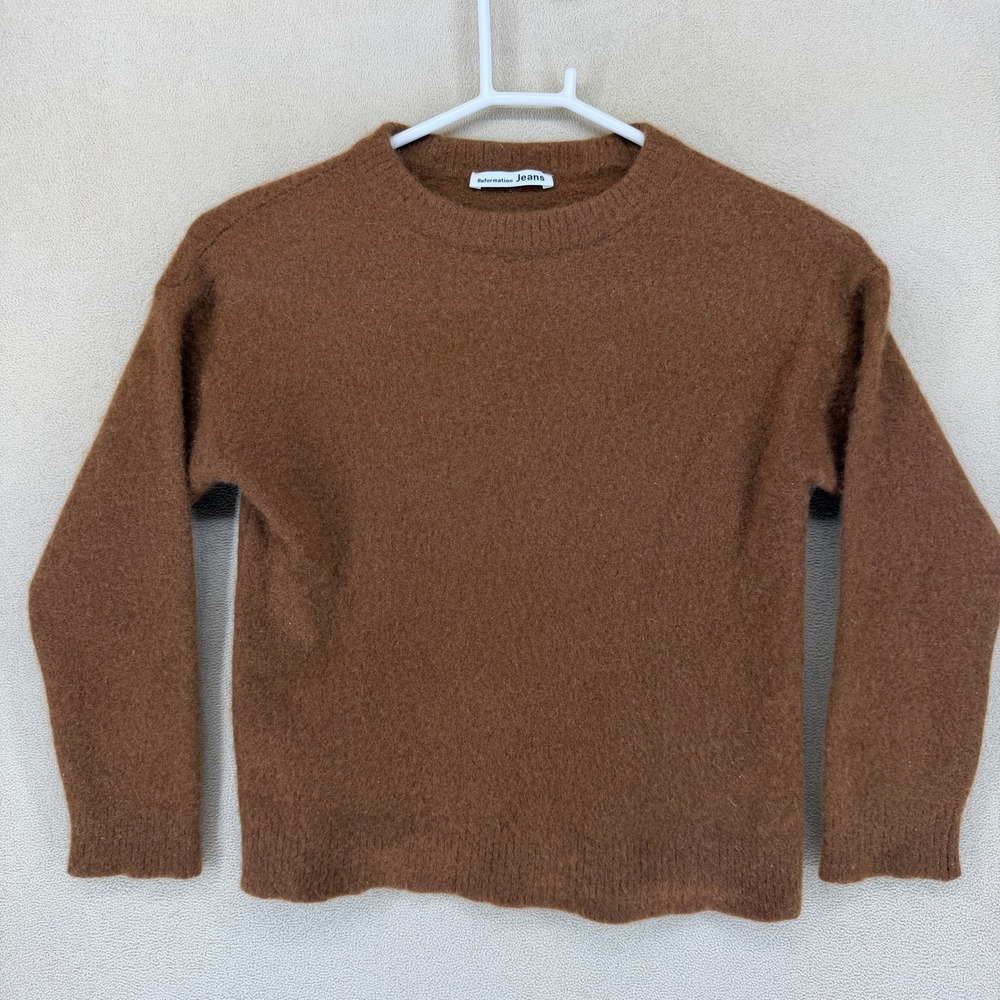 Reformation Jeans Brown Recycled Cashmere Blend Crew Neck Sweater XS